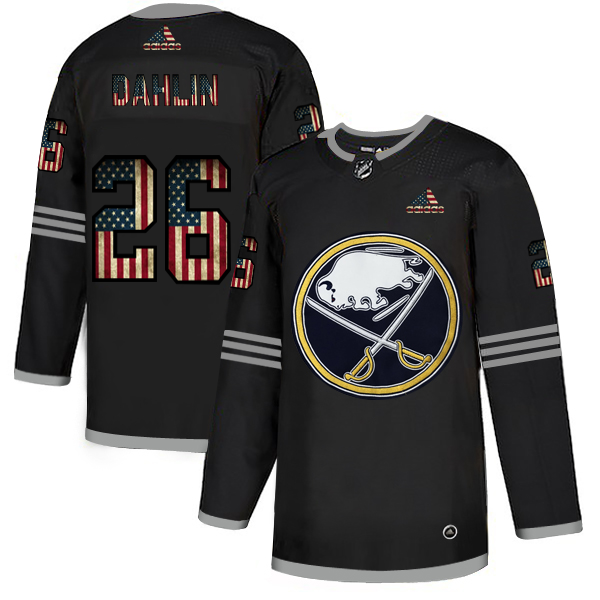 Buffalo Sabres 26 Rasmus Dahlin Adidas Men Black USA Flag Limited NHL Jersey